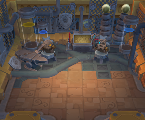 A busy room where Punch and Vise can be called upon to unbind and rework your equipment.